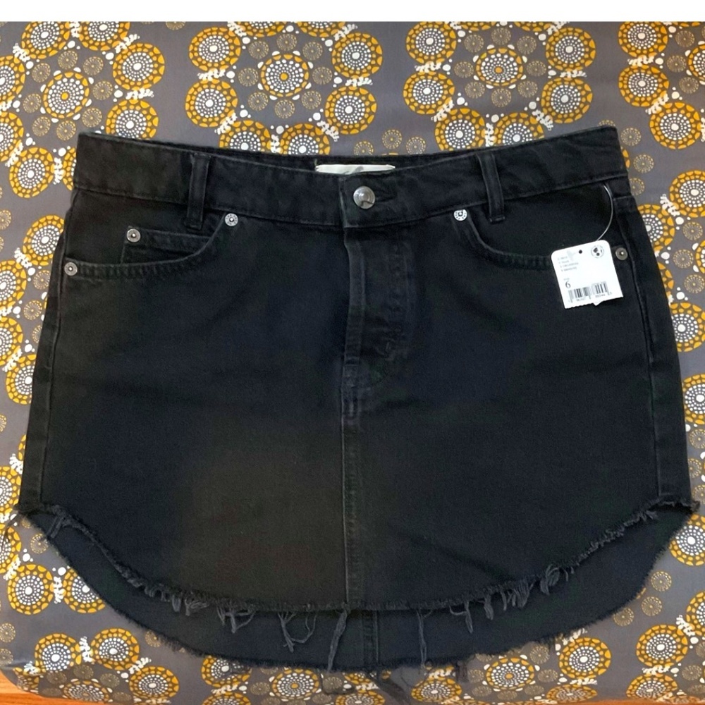 Free People Black Denim Skirt